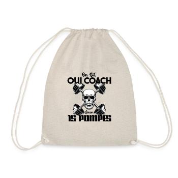 oui coach, 15 pompes. Cadeau coach, entraineur. - Sac de sport léger - nature - Devant