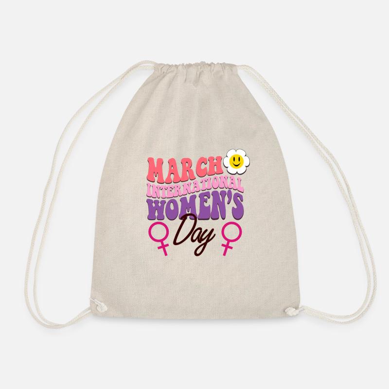 Happy International Womens Day - Drawstring Bag - nature