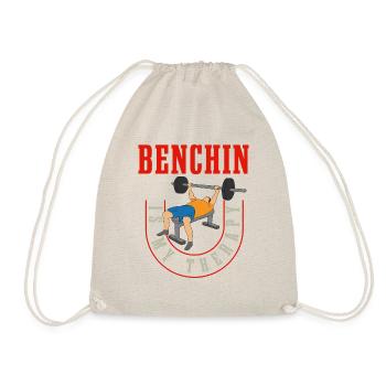 Benchin as Therapy Funny Powerlifter Gym - Drawstring Bag - nature - Front