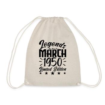 Born in March 1950. March Birthday Gift - Drawstring Bag - nature - Front
