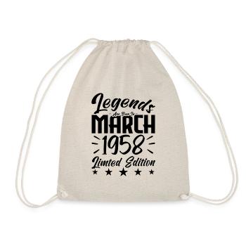 Naissance En Mars 1958. Cadeau d'anniversaire mars - Sac de sport léger - nature - Devant