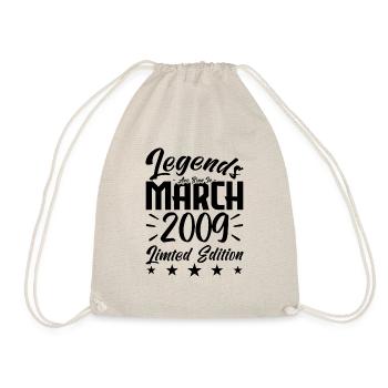 Born in March 2009. March Birthday Gift - Drawstring Bag - nature - Front