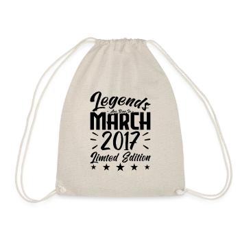 Born in March 2017. March Birthday Gift - Drawstring Bag - nature - Front