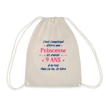 C'est compliqué d'être une princesse et 9 ans - Sac de sport léger - nature - Devant