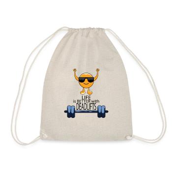 Life With Deadlifts Gym Quote Powerlifter Workout - Drawstring Bag - nature - Front
