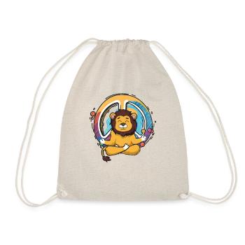 Hippie Löwe Friedenszeichen Yoga Cooler Löwe Lustiges Wortspiel - Turnbeutel - Natur - Vorne