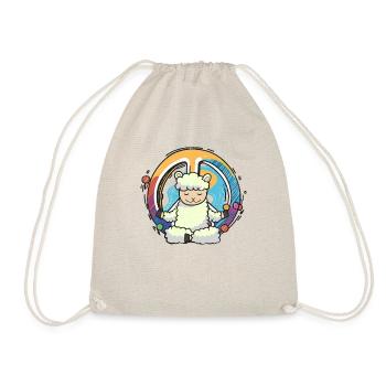 Hippie Sheep Peace Sign Yoga Lamb Hippies Animal - Drawstring Bag - nature - Front
