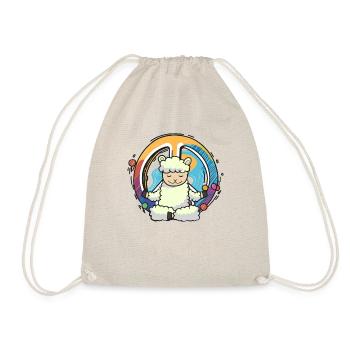 Hippie Sheep Peace Sign Yoga Lamb Hippies Cool - Drawstring Bag - nature - Front