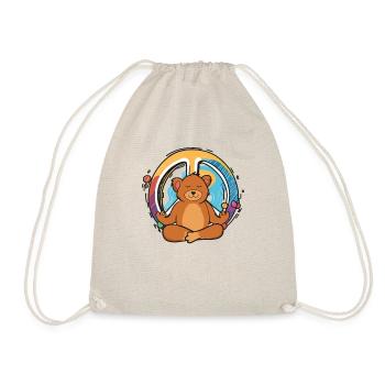 Hippie Bär Friedenszeichen Yoga Cool Bären Lustiges Haustier - Turnbeutel - Natur - Vorne