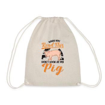 Pig Gift Farmer Pig - Drawstring Bag - nature - Front