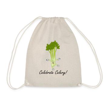 Celebrate the Celery Ironic Food Quote Vegetables - Drawstring Bag - nature - Front