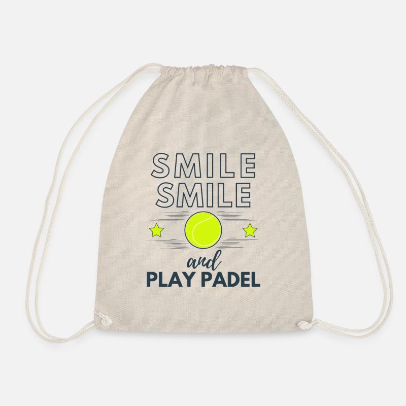 Mouse and play padel. Funny padel. - Drawstring Bag - nature