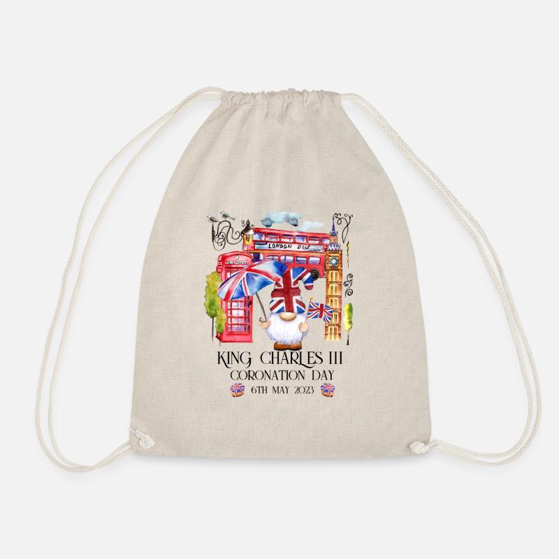 King Charles III Coronation Day 2023 GB Celebrati - Drawstring Bag - nature