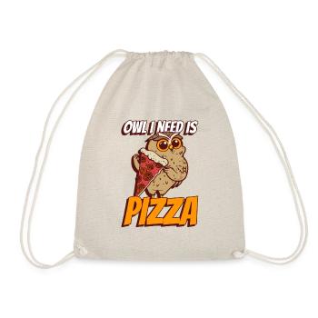 Owl I Need Pizza Funny Hobby Chef Wildlife Owls - Drawstring Bag - nature - Front