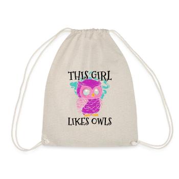 Girl Likes Owls Cute Wildlife Animal Forest Nature - Drawstring Bag - nature - Front