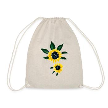 Yellow sunflowers hand painted watercolor art - Drawstring Bag - nature - Front