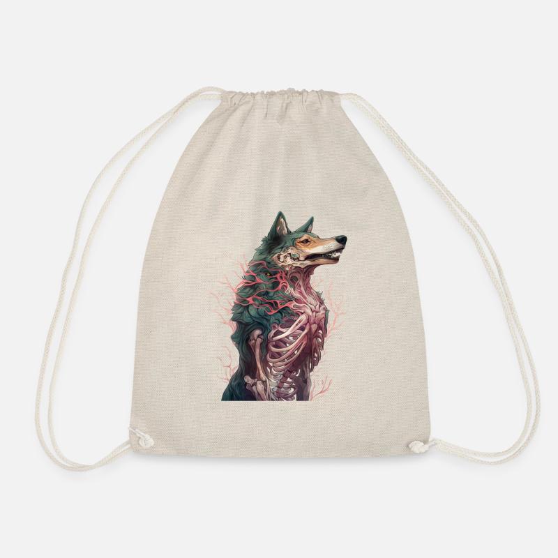 wolf zombie skelett wolf - Turnbeutel - Natur
