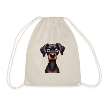 Adorable Doberman Puppy Graphic - Drawstring Bag - nature - Front