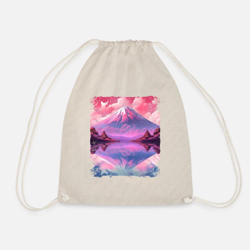 Aesthetic Vaporwave Volcano Japan Sight Mount Fuji - Drawstring Bag - nature