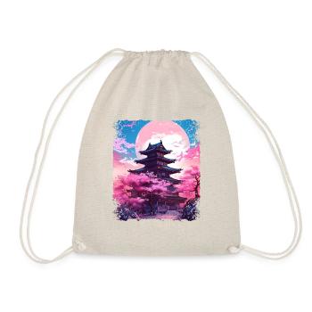 Vaporwave cerisier fleur Sakura arbre dans un temple - Sac de sport léger - nature - Devant