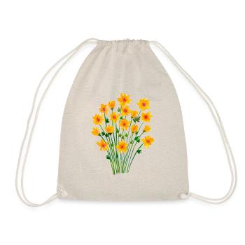 Yellow buttercup flowers watercolor - Drawstring Bag - nature - Front