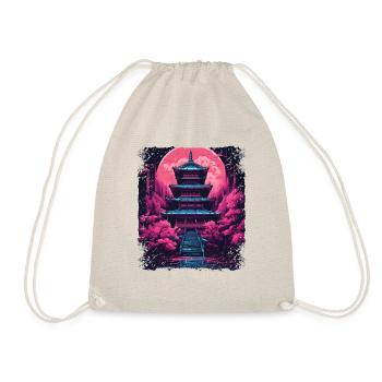 Vaporwave Cherry Blossom Sakura Tree dans un temple - Sac de sport léger - nature - Devant