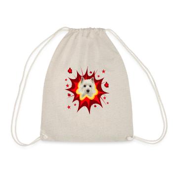 Comic Dog Design - Pow - West Highland Terrier - Drawstring Bag - nature - Front