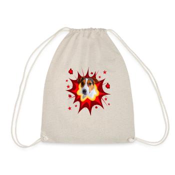 Comic Dog Design - Pow - Jack Russel Terrier - Drawstring Bag - nature - Front
