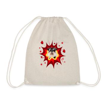 Comic Hund Design - Pow - Zwergschnauzer - Turnbeutel - Natur - Vorne