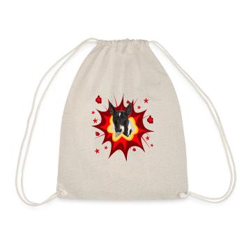 Comic Dog Design - Pow - Miniature Bull Terrier - Drawstring Bag - nature - Front