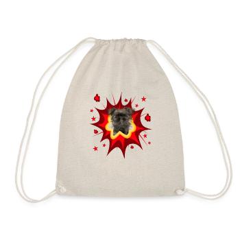 Comic Dog Design - Pow - Affenpinscher - Drawstring Bag - nature - Front
