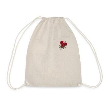 Logo Patch Red Flowers Cool Red Roses Humor Pun - Drawstring Bag - nature - Front