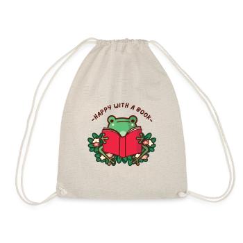 Frog Reading a Book - Drawstring Bag - nature - Front