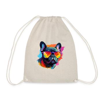 Bouledogue français coloré portant des lunettes de soleil - Sac de sport léger - nature - Devant