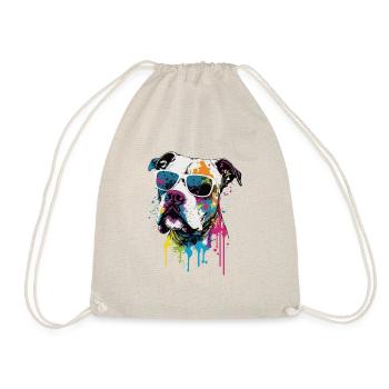 Bouledogue américain coloré portant des lunettes de soleil - Sac de sport léger - nature - Devant