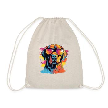Bunte Labrador mit Sonnenbrille Hundeliebhaber - Turnbeutel - Natur - Vorne