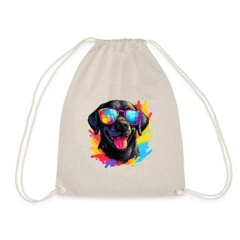 Bunte Labrador mit Sonnenbrille Hundeliebhaber - Turnbeutel - Natur - Vorne