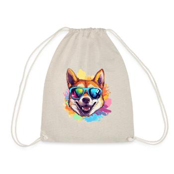 Bunter Akita trägt Sonnenbrille Hundeliebhaber - Turnbeutel - Natur - Vorne