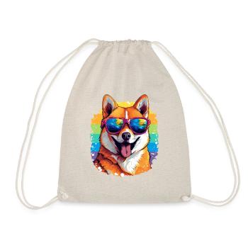 Colorful Akita Wearing Sunglasses Dog Lover - Drawstring Bag - nature - Front