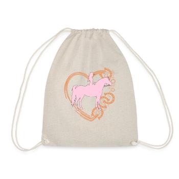 Pferd und Mädchen reiten Design mit Herz - Turnbeutel - Natur - Vorne