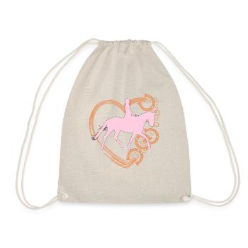 Pferd und Mädchen reiten Design mit Herz - Turnbeutel - Natur - Vorne