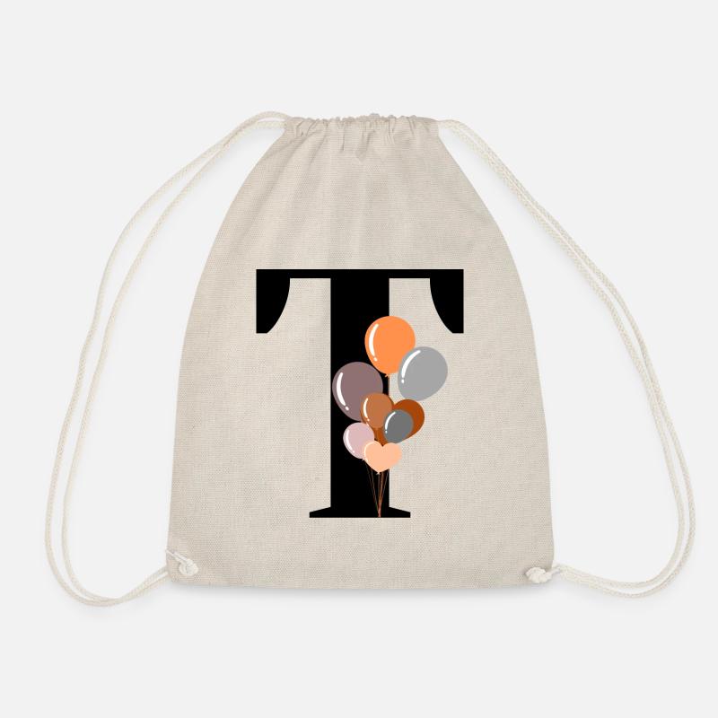 Letter t birthday balloon - Drawstring Bag - nature