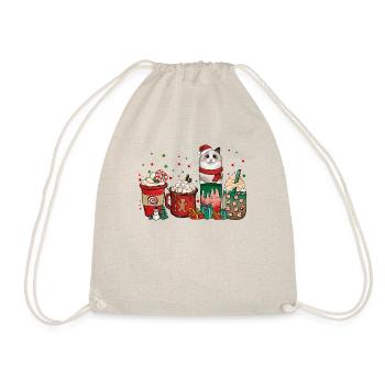 Nebelung Coffee Coffee Cups Santa Cat - Drawstring Bag - nature - Front