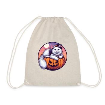Chat blanc d’Halloween en sweat à capuche Laiyng sur citrouille - Sac de sport léger - nature - Devant