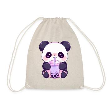 Kawaii Panda Bubble tea boba tea - Drawstring Bag - nature - Front
