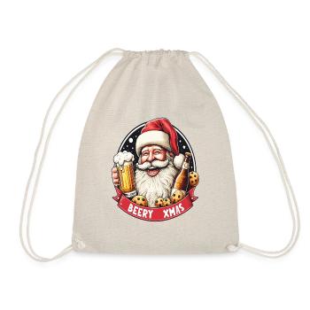 Weihnachtsmann mit Bier und Keksen, bierige Weihnachten - Turnbeutel - Natur - Vorne