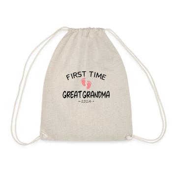 First time great grandma 2024 New Baby for granny - Drawstring Bag - nature - Front