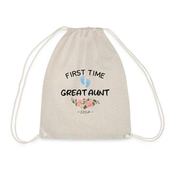 First time Great Aunt 2024 New Baby For Auntie To - Drawstring Bag - nature - Front
