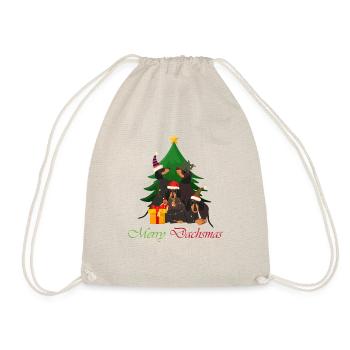 Dackel, Dachshund, Weihnachten, X-Mas, Christmas - Turnbeutel - Natur - Vorne