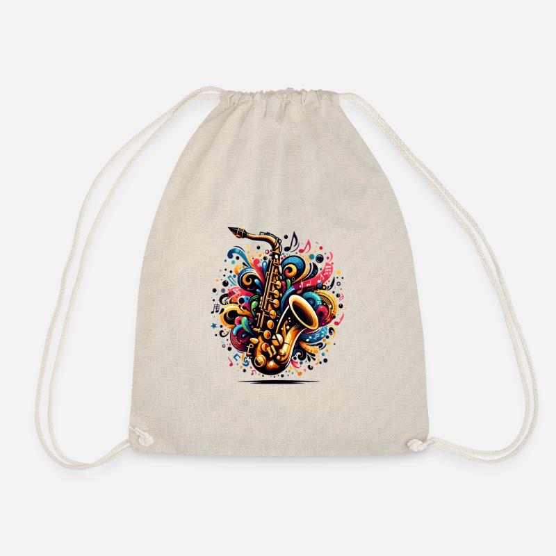 Abstract Saxophone - Drawstring Bag - nature